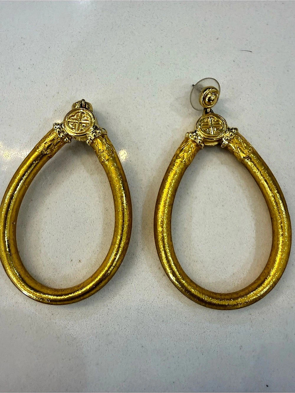Gold-Tone Teardrop Earrings Like New